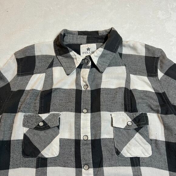 Nollie The Slim Fit Plaid Flannel Pearl Snap Button Up Shirt Size L Western - Picture 3 of 9